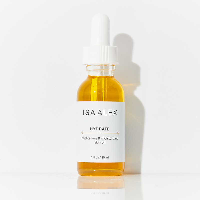 ISA ALEX hydrate skin oil bottle on a white background