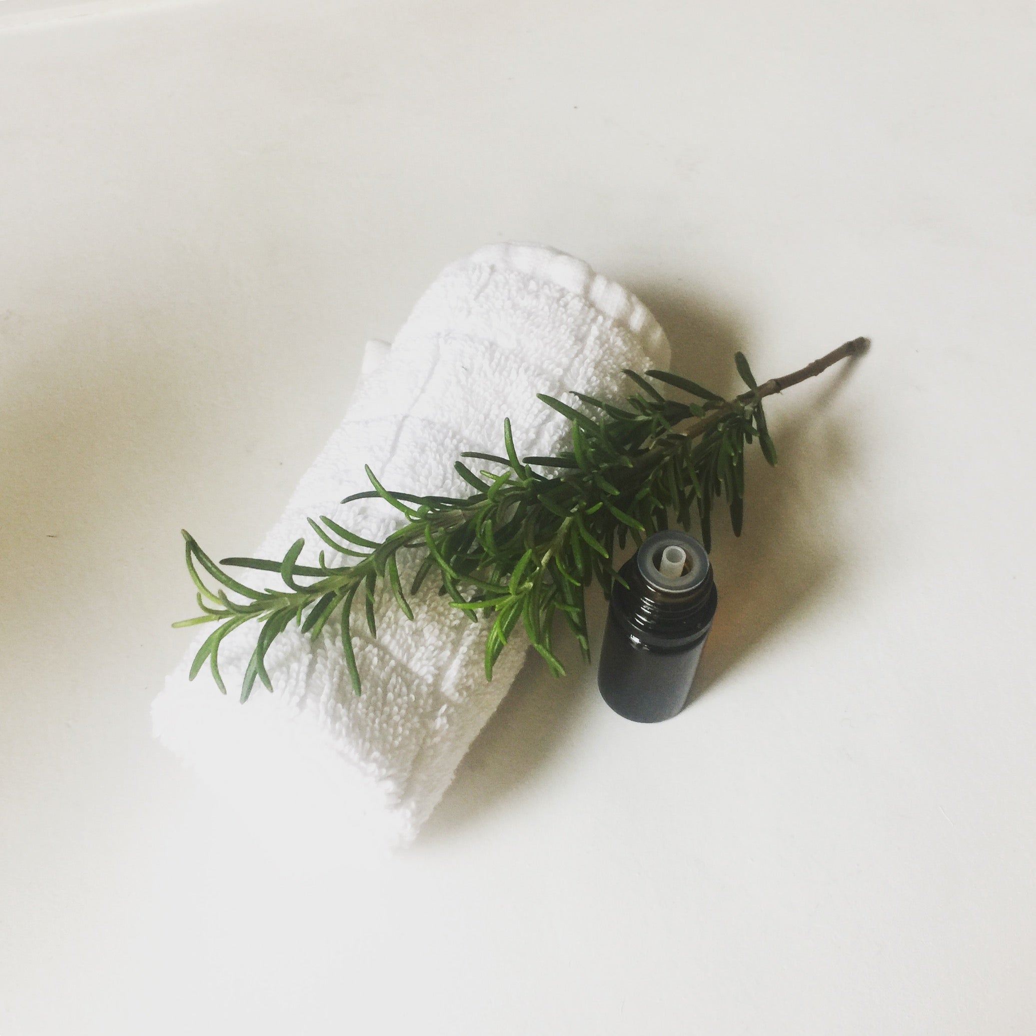Clean your skin with a rosemary infused wash cloth.