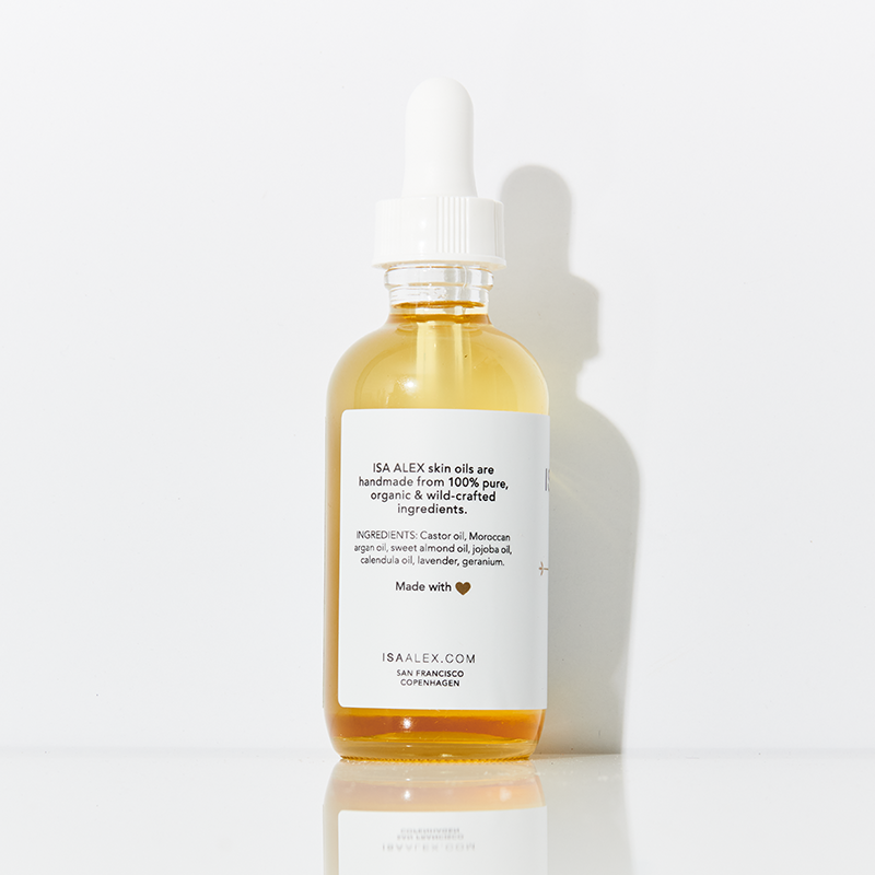 ISA ALEX face cleansing skin oil bottle on a white background