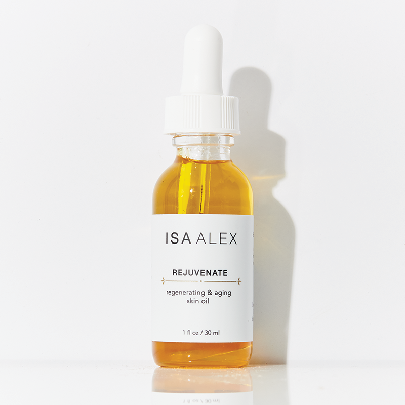 ISA ALEX Rejuvenate skincare oil bottle on a white background