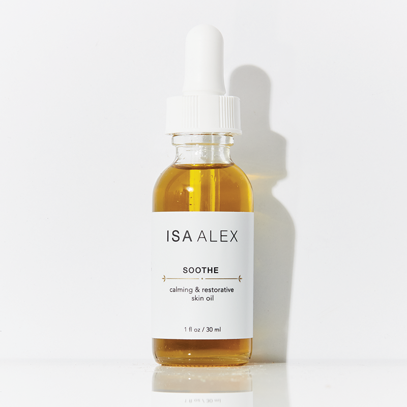 ISA ALEX Soothe skincare oil bottle on a white background