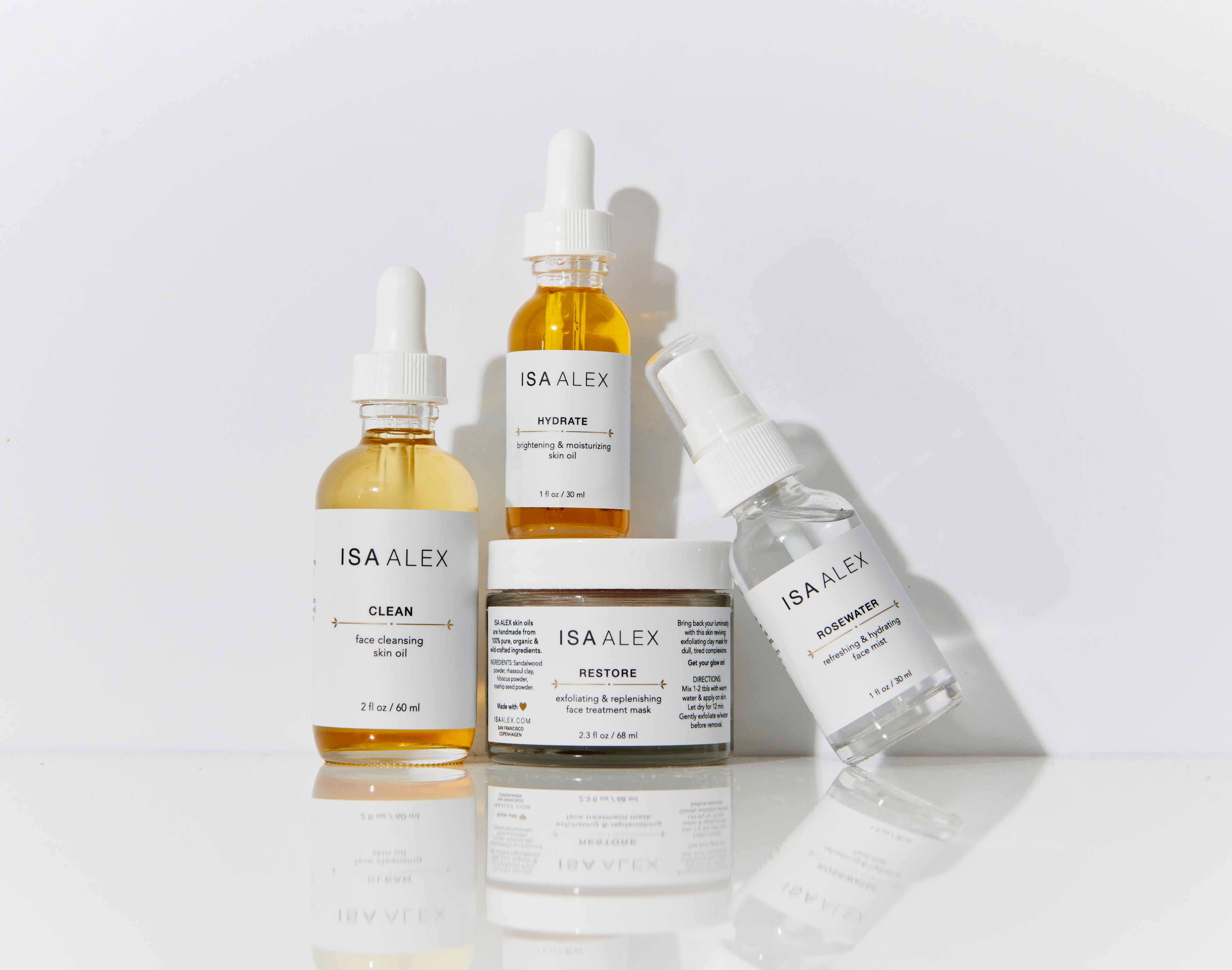 Facial products on a white background.